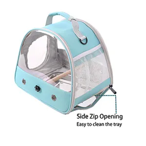Bird Carrier, Portable Small Bird Parrot Parakeet Carrier with Standing Perch and Stainless Steel Tray, Side Access Window Collapsible Black - product information 8