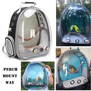 Bird Carrier, Portable Small Bird Parrot Parakeet Carrier with Standing Perch and Stainless Steel Tray, Side Access Window Collapsible Black - mount way