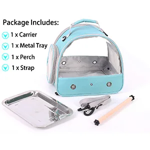Bird Carrier, Portable Small Bird Parrot Parakeet Carrier with Standing Perch and Stainless Steel Tray, Side Access Window Collapsible Black - stuffs