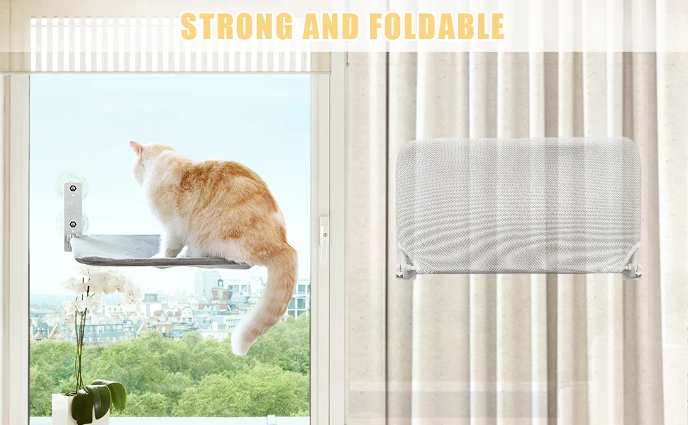 Aepiraza Cat Window Perch, Cat Window Hammock for Indoor Cats, Space Saving Adjustable Durable Safety Steady Cat Bed Washable for Large Cats Sunbathing, Napping & Overlooking - product information 3