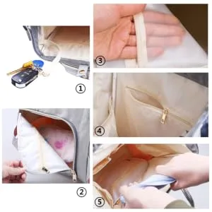 Multi-Function Diaper Bag for Baby Care Travel Backpack Nappy Bags Handbags Large Capacity Purple - detail