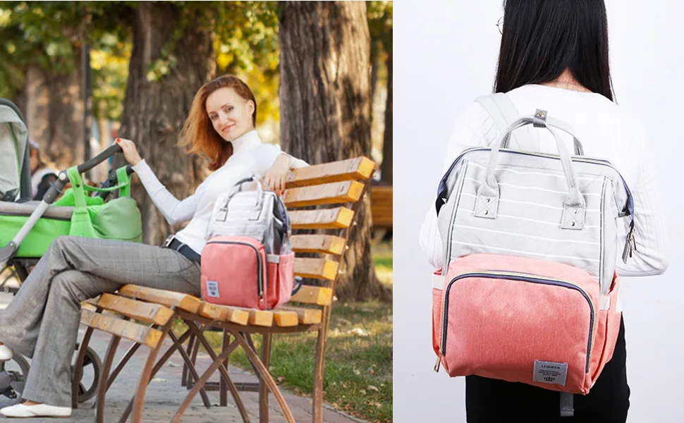 Multi-Function Diaper Bag for Baby Care Travel Backpack Nappy Bags Handbags Large Capacity Purple - main
