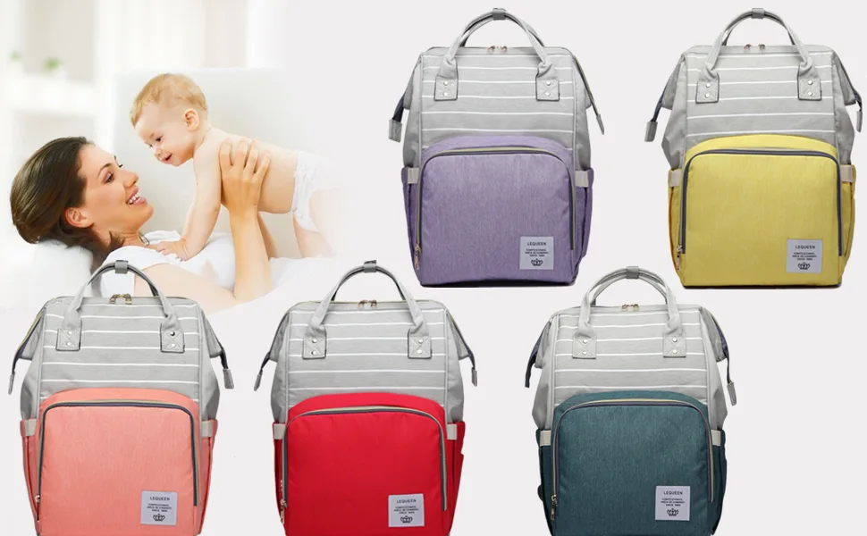 Multi-Function Diaper Bag for Baby Care Travel Backpack Nappy Bags Handbags Large Capacity Purple - main picture