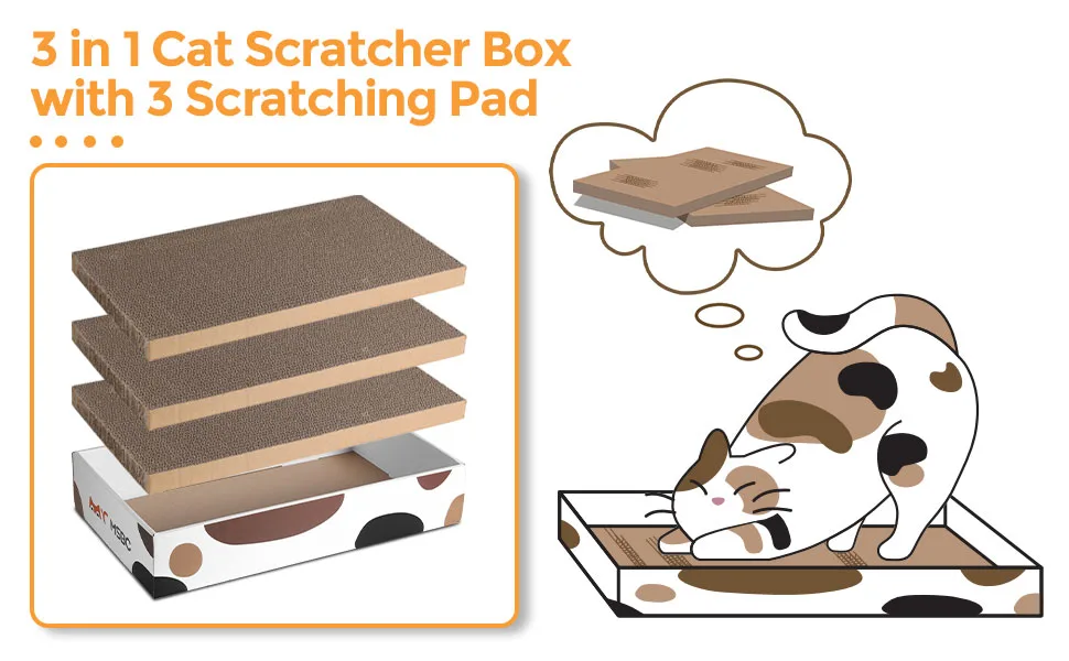 ComSaf Cat Scratcher Box, Triangle Cat Scratching Cardboard, Corrugated Scratch Pad, Scratching Lounge Bed for Cat Kitten Kitty, Multiple Scratching Angles, Protecting Furniture - product information 21