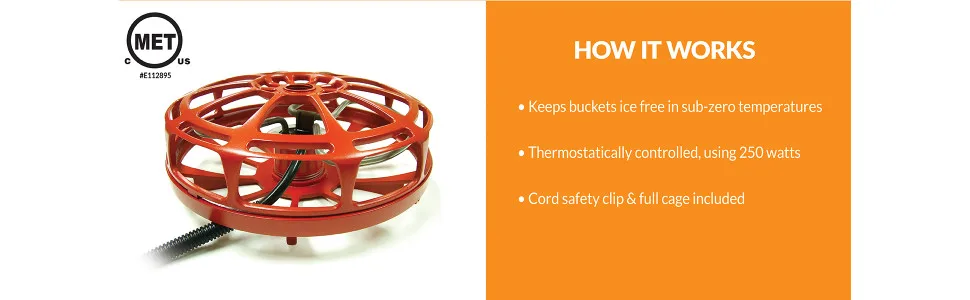 K&H Pet Products Submersible Ultimate Pail & Bucket Deicer Red 250 Watts - unspecified