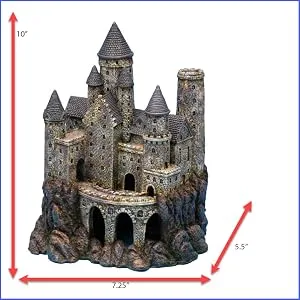 Penn-Plax Age-of-Magic Wizards Castle Aquarium Decoration  Safe for Freshwater and Saltwater Fish Tanks  Large 10" - RRW8