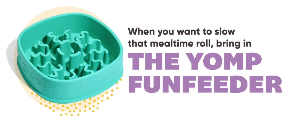 YOMP FunFeeder Slow Feeder Dog Bowl - Slow Feeding Puzzle Bowl Designed for Safe Pet Play, Made from Textured & Non-Toxic Silicone - Yomp FunFeeder Product Hero