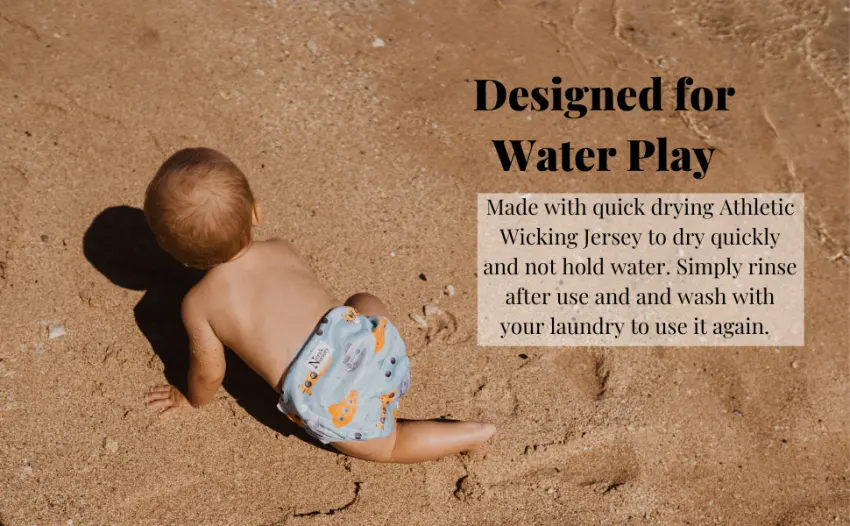 Reusable Swim Diapers and Wet Bag - One Size Fully Adjustable by Nora's Nursery Tropical - Reusable diapers for water play