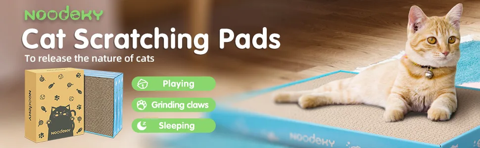 Noodoky 3Pcs Cat Scratching Pads, Double-Sided Corrugated Horizontal Cat Scratcher Cardboard, Scratch Board Medium - Cat Scratching Pad