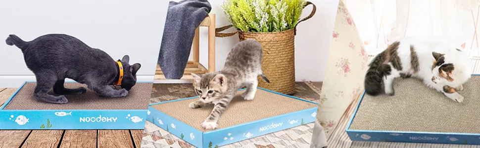 Noodoky 3Pcs Cat Scratching Pads, Double-Sided Corrugated Horizontal Cat Scratcher Cardboard, Scratch Board Medium - Cat Scratching Pad