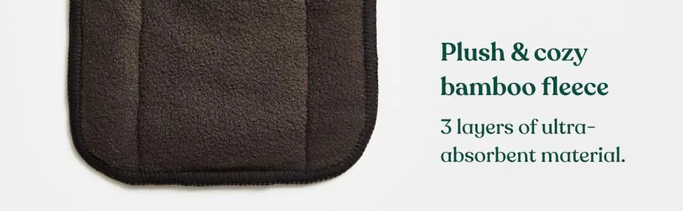 Naturally Natures Cloth Diaper Inserts 5 Layer. Charcoal Bamboo Reusable Diaper Liners with Gussets (Pack of 12) Charcoal Insert With Gusset (12 Pack) - plush and cozy bamboo fleece, three layers of ultra absorbent material