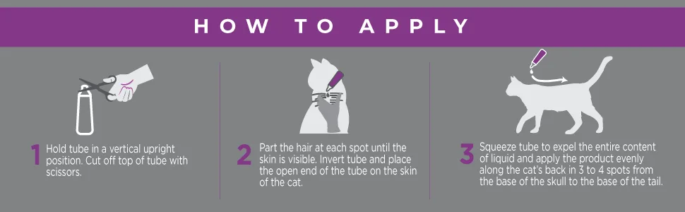 TevraPet Actispot II Flea Treatment for Cats | 6 Monthly Doses | Powerful Prevention and Control Large 9+ lbs - how to apply