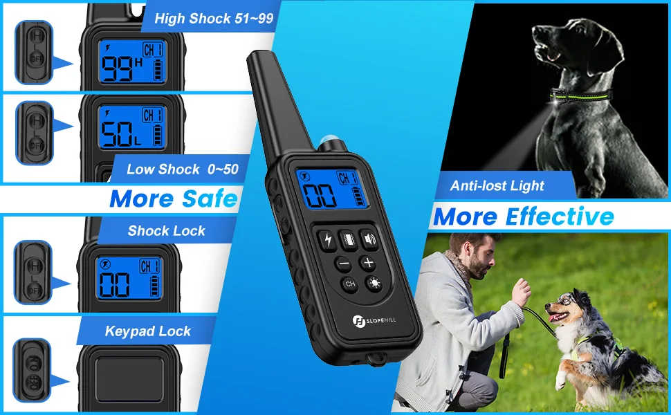 Slopehill Dog Training Collar - Electronic Dog Shock Collar with Remote Green - product information 2