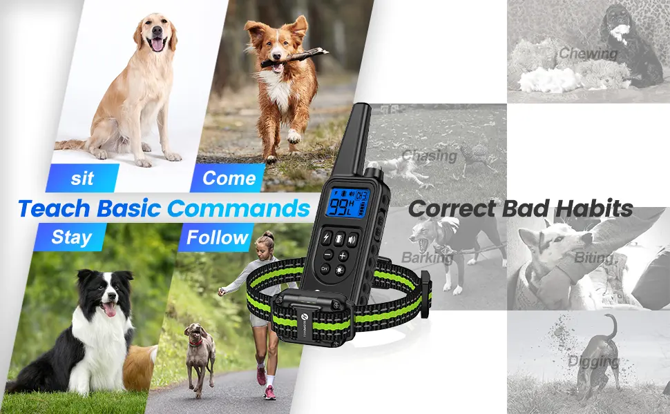 Slopehill Dog Training Collar - Electronic Dog Shock Collar with Remote Green - product information 3