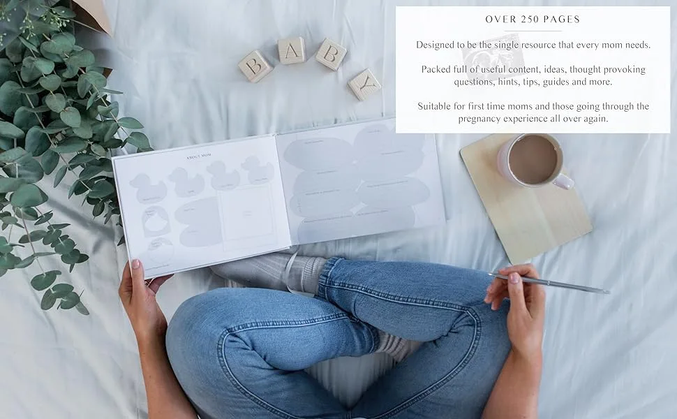 Pregnancy Journal Memory Book - Pregnancy Journals For First Time Moms (Silver) - 250 Pages - Pregnant Mom Gifts Diary Planner Tracker - The complete pregnancy journal