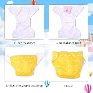 Baby Washable Reusable Cloth Diapers 7 Pcs Diapers+7 Pcs Inserts+bag - product information 2
