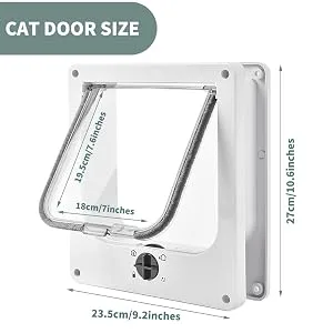 4-Way Locking Cat Door White Large - Detailed Information of L Size