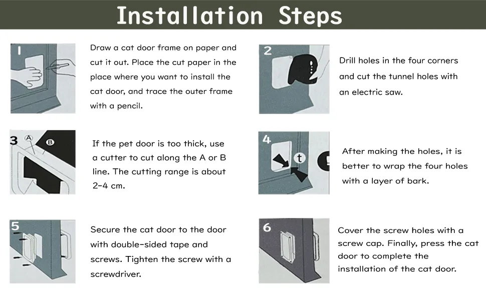 4-Way Locking Cat Door White Large - product information 2