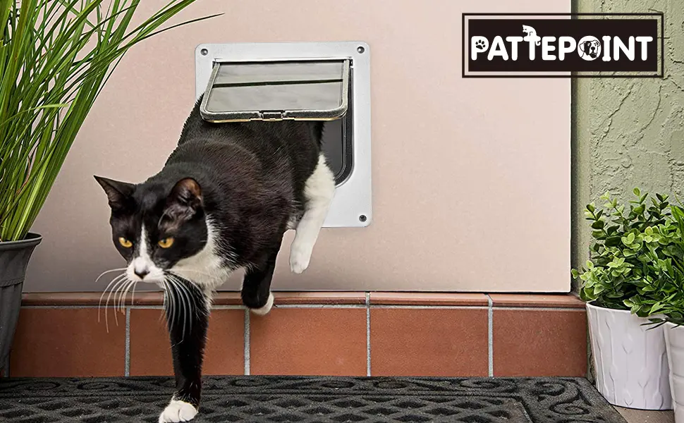 4-Way Locking Cat Door White Large - PATTEPOINT CAT DOOR