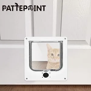 4-Way Locking Cat Door White Large - Perfect Design