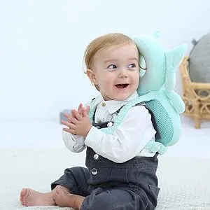 Head Safety Protector Pad for Baby Toddler Walker,Infant Talking Head Protection Backpack Cushion (Light Blue Elephant) - infant head pillow
