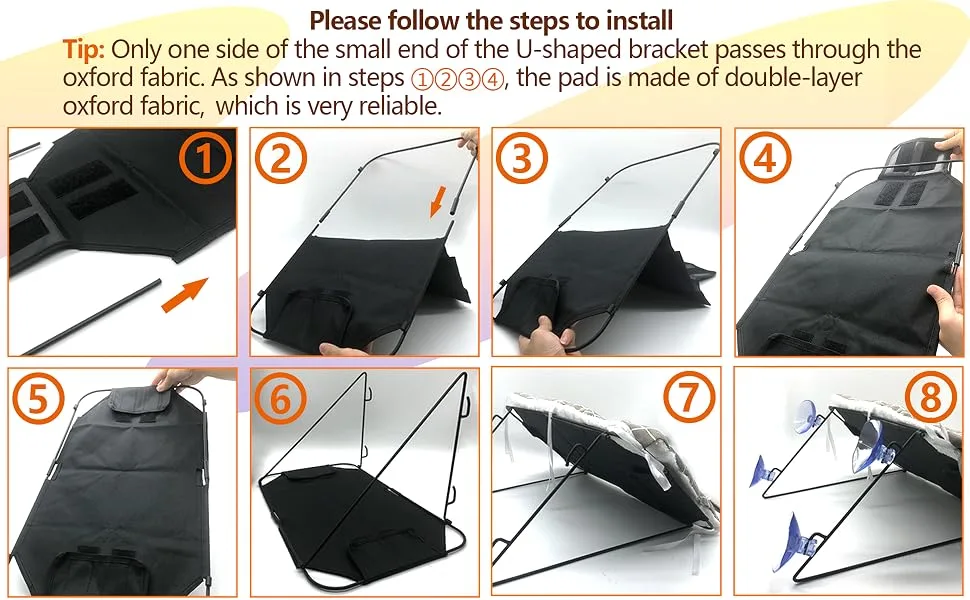 Cat Window Perch, Cat Hammock Window Seat with 4 Sturdy Suction Cups, Cat Window Bed Providing 360 Unobstructed Sunbathe, Napping & Overlooking Indoor. Hammock Mat Unlimited Season - install