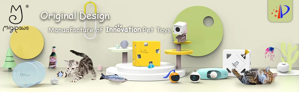 Migipaws Cat Toys Interactive Fluffy Ball Squeak Hide and Seek in a Mice Hole Smart Kitten Teaser Automatic Timer On Off Fur Tail Refill - all toys