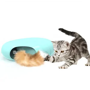 Migipaws Cat Toys Interactive Fluffy Ball Squeak Hide and Seek in a Mice Hole Smart Kitten Teaser Automatic Timer On Off Fur Tail Refill - picture