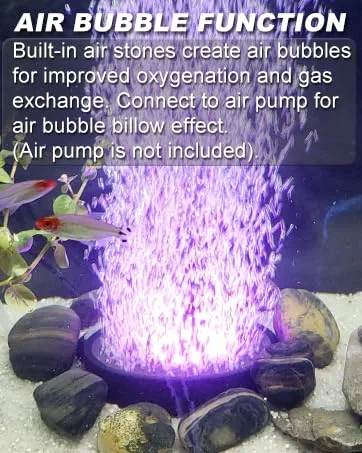 Aquarium Bubble LED Lights RGBW, TOPBRY Remote Controlled Air Stone Disk, with 16 Color Changing, 4 Lighting Effects for Fish Tank Decorations - Aquarium Lights
