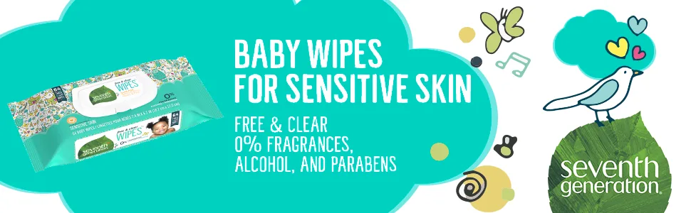 Seventh Generation, Baby Wipes, Unscented and Sensitive,64 Count (Pack of 4) - Baby Wipes