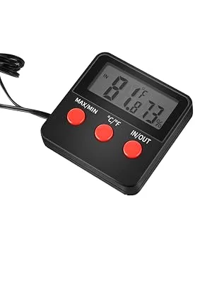 Simple Deluxe Digital Thermometer and Humidity Gauge with Remote Probes for Brooder Reptiles Terrarium, 4 Pack - display