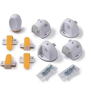 Safety 1st Adhesive Magnetic Lock System, 4 Locks And 1 Key - magnetic lock, key, adhesive, cabinet, drawers, invisible lock, locking indicator