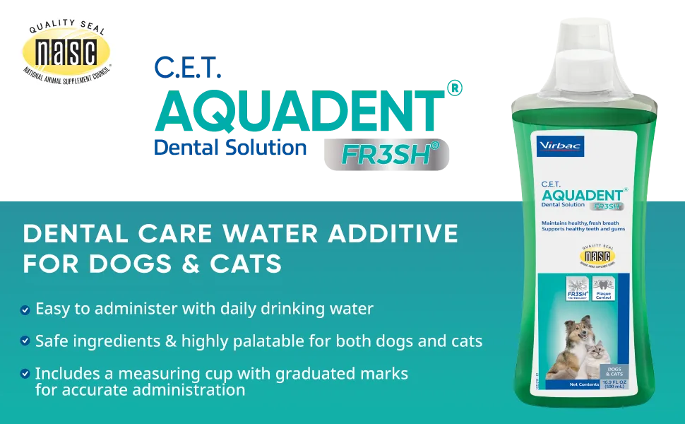 C.E.T Aquadent Dental Solution for Dogs and Cats 500ml - header