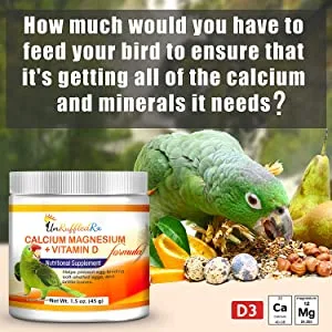 UnRuffledRx Nutritional Calcium Supplement for Birds Magnesium + Vitamin D3 (1.5 oz) - unruffledrx bird calcium