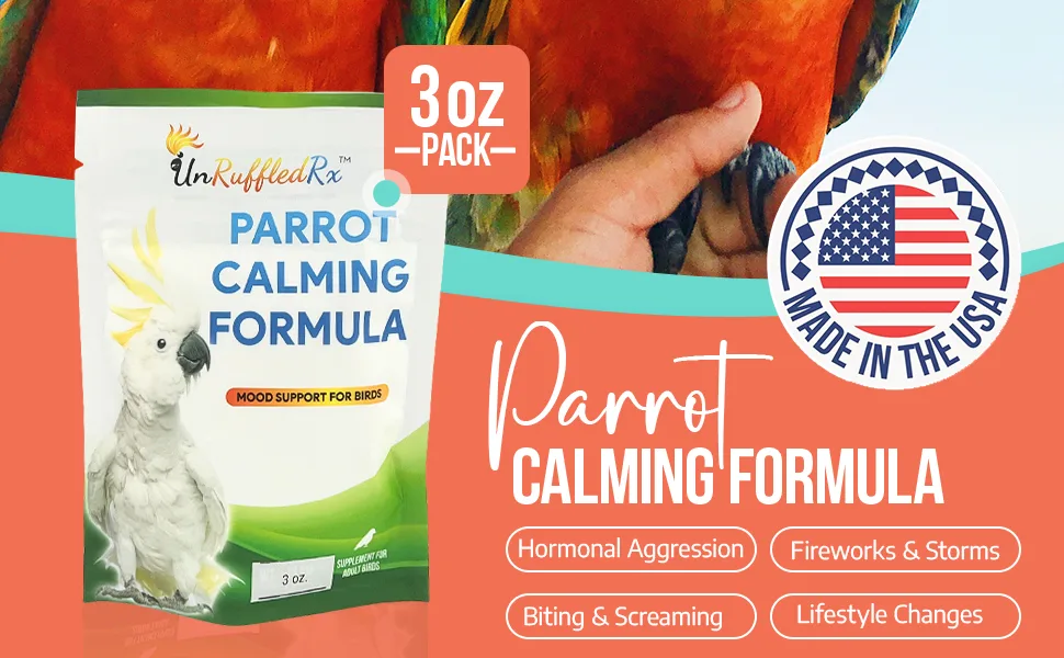 UnRuffledRx Parrot Calming Formula Dietary Supplement for Birds 3 oz. (224 Servings) - Unruffed