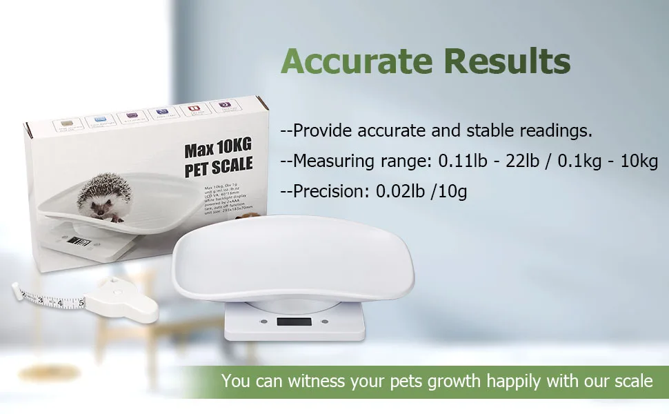Qulable Digital Small Animals Scale with Tape Measure, Weigh Your Kitten, Rabbit, or Puppy with High Precision, Multi-Function Electronic Scales for Small Dogs Cats Crawl Pet (Pet Scale) White - kitty sacle