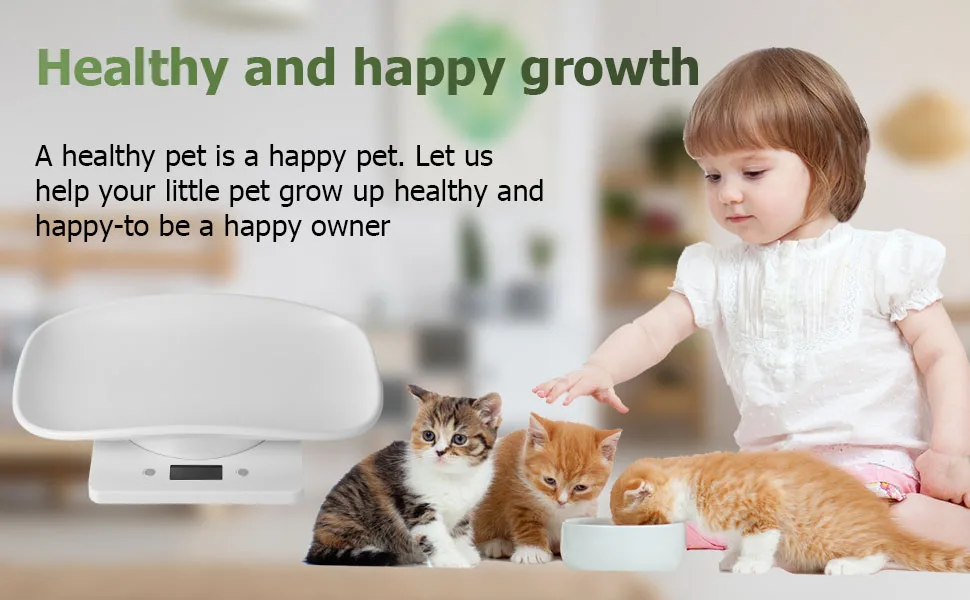 Qulable Digital Small Animals Scale with Tape Measure, Weigh Your Kitten, Rabbit, or Puppy with High Precision, Multi-Function Electronic Scales for Small Dogs Cats Crawl Pet (Pet Scale) White - pet scale