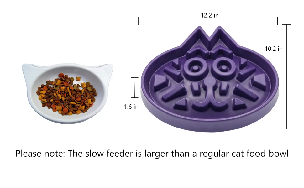 Slow Feeder Cat Bowl - Veterinarian Designed - Enrichment and Activity for Cats - Large Size - Cat Puzzle Feeder Purple - cat puzzle feeder size