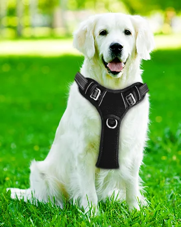 BARKBAY No Pull Dog Harness Front Clip Heavy Duty Reflective Easy Control Handle for Large Dog Walking Large(Chest:27-32") Black - dog harness