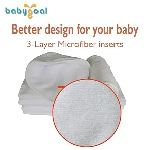 Babygoal Reusable Cloth Diaper Inserts Pack of 12, Absorbent & Breathable Liners, 3-Layer Microfiber Inserts for Cloth Diapers 12T 12pcs 3-layer Microfiber Inserts - product information 6