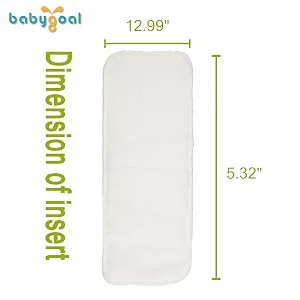 Babygoal Reusable Cloth Diaper Inserts Pack of 12, Absorbent & Breathable Liners, 3-Layer Microfiber Inserts for Cloth Diapers 12T 12pcs 3-layer Microfiber Inserts - product information 7