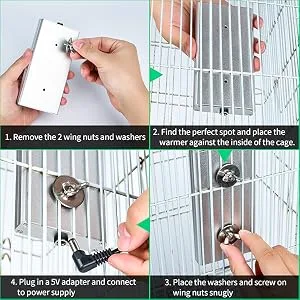 briidea Bird Warmer for Cage, Bird Heater to Snuggle up for African Grey, Parakeets, Parrots, Small Birds, USB 5V - product information 3