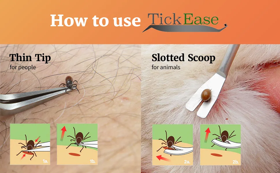 TickEase Tick Kit, Tick Removal Kit for Humans & Pets, First Aid Tick Removal Kit Tick Tweezers, Magnifier, Tick Testing Instructions, Antibiotic Ointment Packets, & More - Instructions