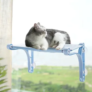 Cat Hammock, Cat Window Perch for Indoor Cats,Kitty Bed Large Pet Resting Seat Suction Cups Kitten Furniture for Sleeping, Playing (Blue) - cat window Hammock