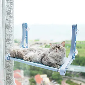 Cat Hammock, Cat Window Perch for Indoor Cats,Kitty Bed Large Pet Resting Seat Suction Cups Kitten Furniture for Sleeping, Playing (Blue) - cat window Hammock