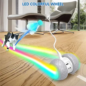 TITIPET Interactive Robotic Cat Toys ,Automatic Cat Feather/Birds/Mouse Toys for Indoor Cats / Kitten, Automatic Irregular USB Charging 360 Degree Self Rotating Ball, (Auto Cat Toy Rechargeable) - cat exercise toys