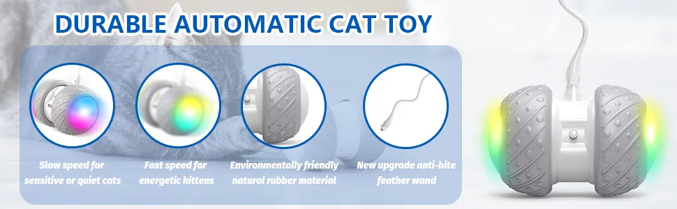 TITIPET Interactive Robotic Cat Toys ,Automatic Cat Feather/Birds/Mouse Toys for Indoor Cats / Kitten, Automatic Irregular USB Charging 360 Degree Self Rotating Ball, (Auto Cat Toy Rechargeable) - high-quality robot cat toys