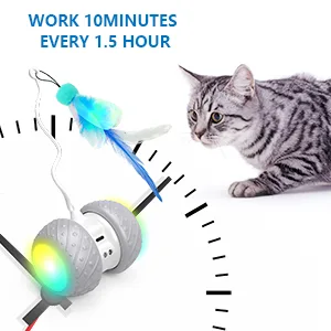 TITIPET Interactive Robotic Cat Toys ,Automatic Cat Feather/Birds/Mouse Toys for Indoor Cats / Kitten, Automatic Irregular USB Charging 360 Degree Self Rotating Ball, (Auto Cat Toy Rechargeable) - interactive robotic cat toys automatic