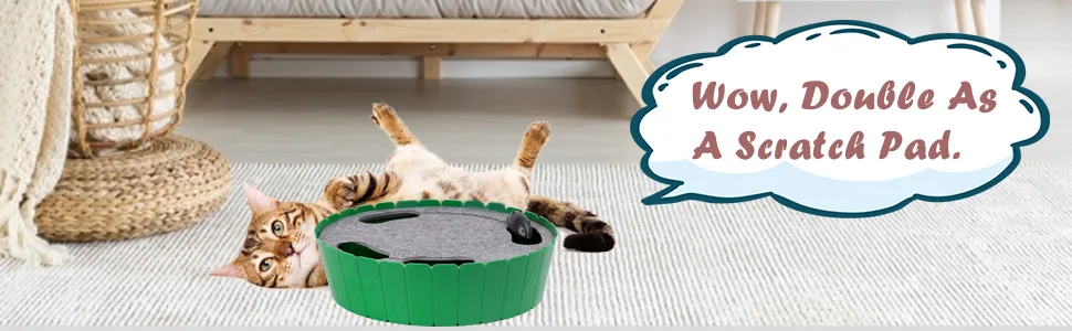 Pawaboo Cat Toy with Running Mouse, Electric Interactive Motion Cat Toy Automatic Rotating Teaser Pop and Play Hide and Seek Hunt Toy for Pet Cat Kitten Play Fun Excercise Green - product information 11
