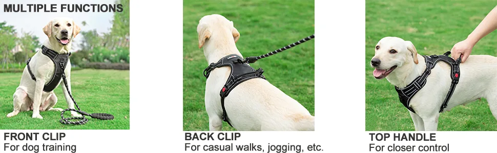 tobeDRI No Pull Dog Harness Adjustable Reflective Oxford Easy Control Medium Large Dog Harness with A Free Heavy Duty 5ft Dog Leash Large Blue Harness+Leash - DOG HARNESS